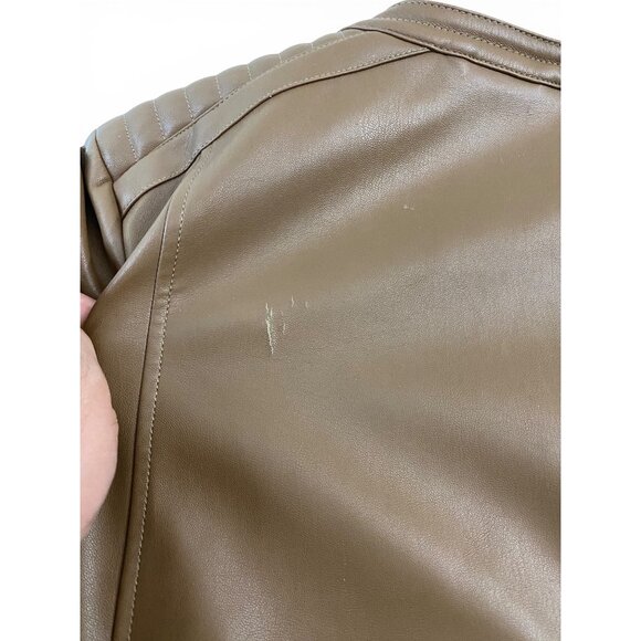 APT.9 Imitation Leather Moto Jacket, Brown Women L, Zip Pockets Biker - Picture 11 of 11